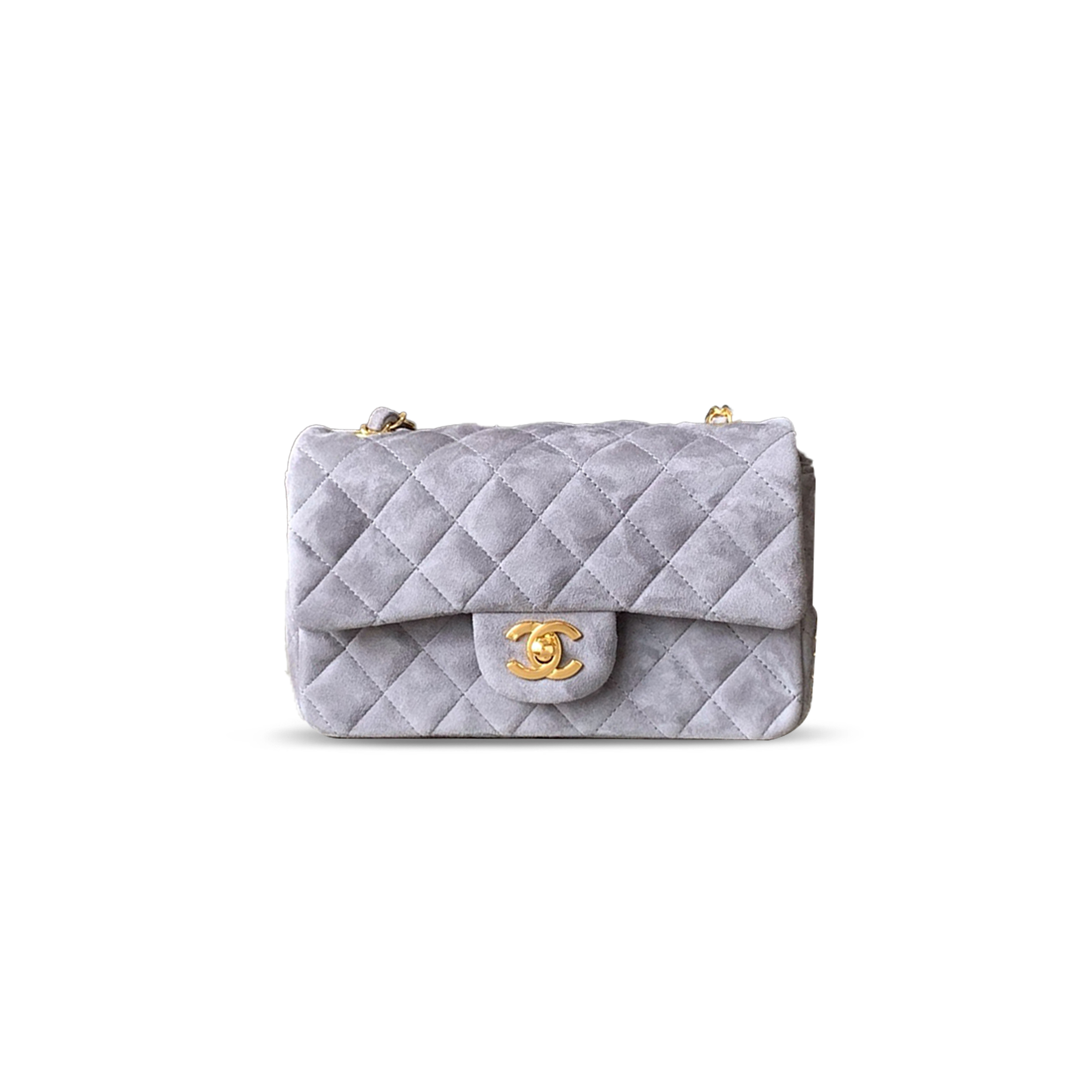 CHANEL SUEDE SMALL DOUBLE FLAP SHOULDER BAG 306485 (20*12*6cm)